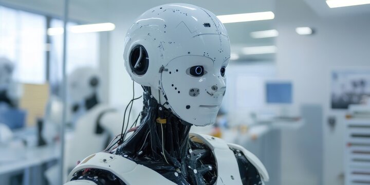 An innovative cybernetics workshop where robotic enhancements are developed and scientists test advanced functionalities.