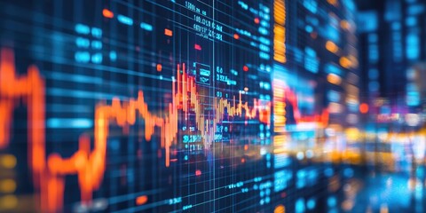 Futuristic investment strategies represented through abstract data patterns and AI algorithms that analyze big data for predictive financial insights.