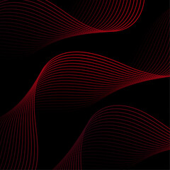 Abstract background with lines. Vector banner with waves. Background for poster, card, brochure, booklet, flyer. Geometric element for design. Red and black gradient. Black Friday banner