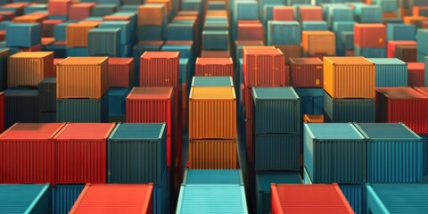 Fototapeta premium Busy Port Overflowing with Colorful Containers Destined for Global Markets
