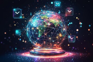 Obraz premium Web of Global Connections, Digital Diplomacy and International Relations