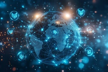 Obraz premium Web of Global Connections, Digital Diplomacy and International Relations