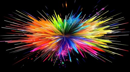 Vibrant fireworks display against dark night sky symbolizing new beginnings, dynamic burst of light captured with wide-angle lens, ample copy space for text or design elements.