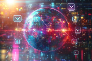 Fototapeta premium Web of Global Connections, Digital Diplomacy and International Relations