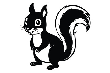 Obraz premium cartoonis squerell black silhouette vector illustration white background