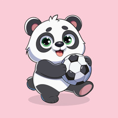 Cute Panda Playing Soccer - Adorable Cartoon Vector Illustration