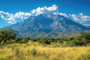 Fototapeta premium Scenic landscape showcasing the imposing baboquivari peak dominating the sonoran desert