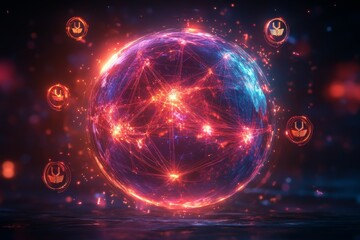 Obraz premium Web of Global Connections, Digital Diplomacy and International Relations