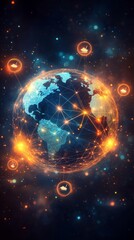 Obraz premium Web of Global Connections, Digital Diplomacy and International Relations