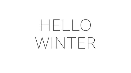 Handwriting phrase - hello winter. Hand drawn illustration on white background
