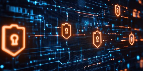 Cybersecurity best practices framework showcasing protective actions, compliance checks, and audit markers.