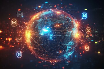 Obraz premium Web of Global Connections, Digital Diplomacy and International Relations