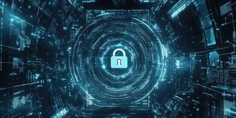 Obraz premium A secure financial transaction is highlighted on a computer screen with a digital padlock, symbolizing trust and safety in online commerce, no people visible.