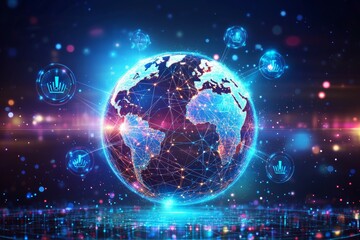 Obraz premium Web of Global Connections, Digital Diplomacy and International Relations