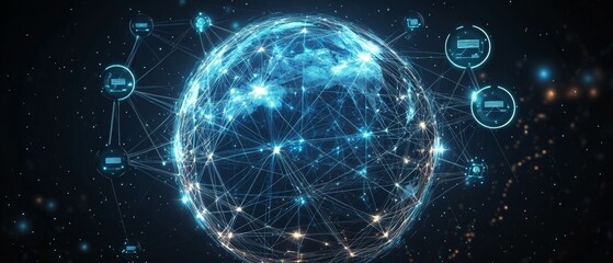 Fototapeta premium Web of Global Connections, Digital Diplomacy and International Relations