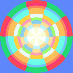 Obraz premium Bright Colorful abstract concentric circle background. playful bullseye pattern . retro halftone color style.