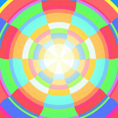 Obraz premium Bright Colorful abstract concentric circle background. playful bullseye pattern . retro halftone color style.