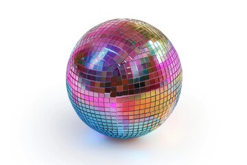 Obraz premium A shining disco ball sits on a plain white surface, ready for a party