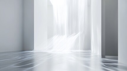 Obraz premium A beautiful blend of nature and science, with a waterfall made of shimmering particles of light that warp and bend
