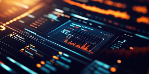 Obraz premium A sleek digital wallet interface displays cryptocurrency balances, with a blurred financial trading environment in the background.