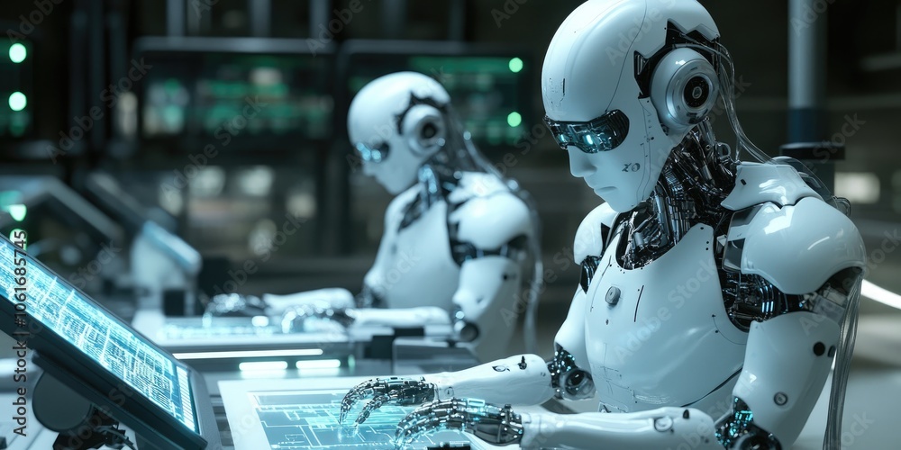 Leinwandbilder A high-tech cybernetics workshop where robotic enhancements are tested and scientists explore advanced functionalities.
