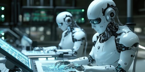 A high-tech cybernetics workshop where robotic enhancements are tested and scientists explore advanced functionalities.
