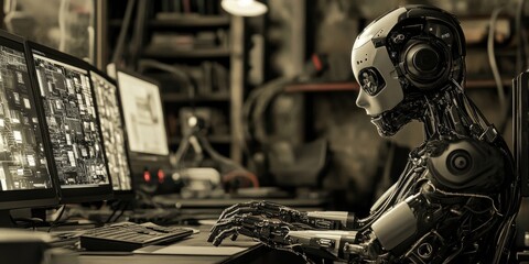 A high-tech cybernetics workshop where robotic enhancements are tested and scientists explore advanced functionalities.