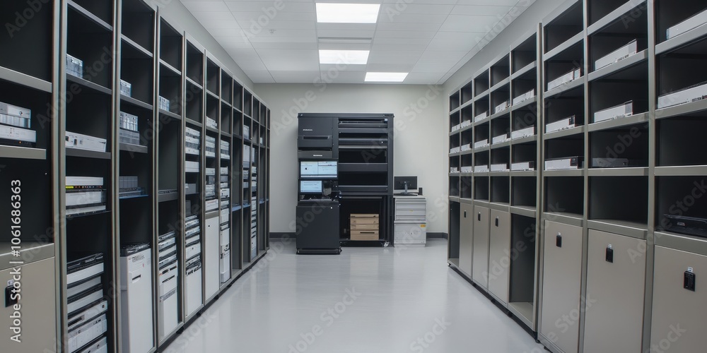 Leinwandbilder An advanced digital archive room featuring automated systems for efficient data storage and retrieval.