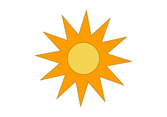 Icono de sol naranja y amarillo