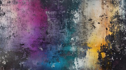 a rough, weathered wall with peeling paint, showcasing a blend of earthy tones and dark patches.