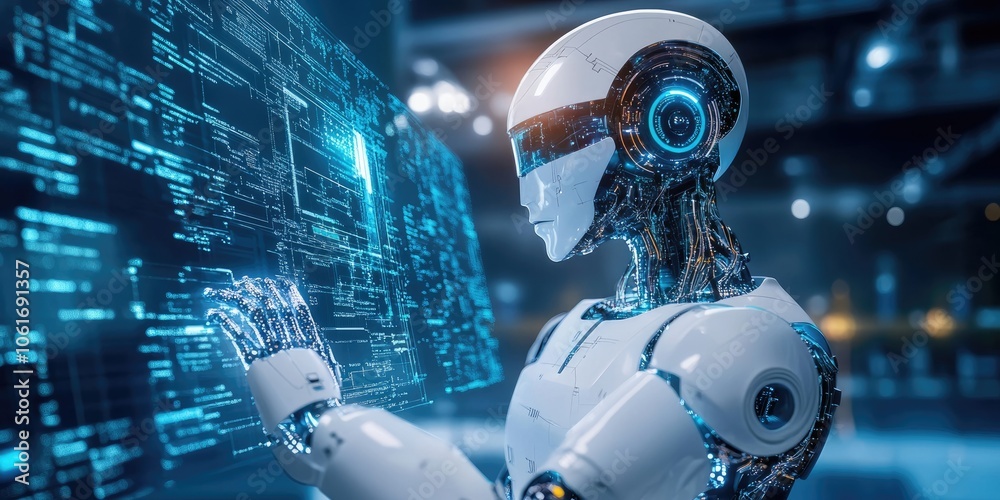 Aufkleber A cutting-edge information science lab using AI tools to explore new methods for data processing.