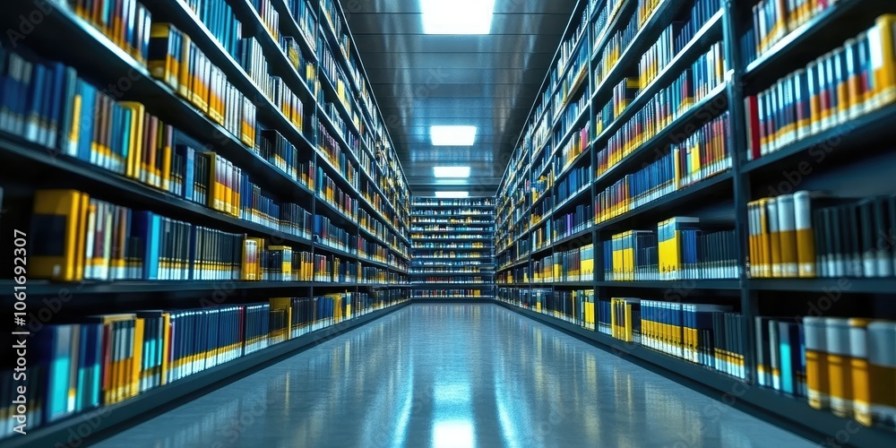 Aufkleber An advanced digital archive room with automated systems for efficient data storage and retrieval.