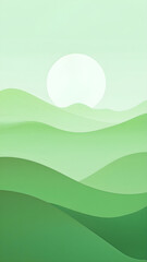 Fototapeta premium green hills and blue sky, generative ai