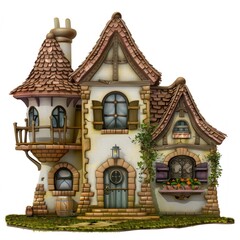 Fototapeta premium Cartoon of Roofing architecture building cottage.