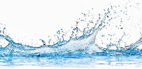 Splash of blue water creates dynamic movement against a white background