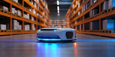 High-performance warehouse with integrated robotic systems, efficient storage layouts, and advanced tracking capabilities for inventory management.