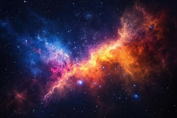 A Cosmic Nebula with Vivid Colors and Scattered Stars