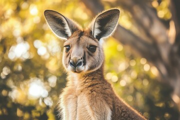 Fototapeta premium Young Kangaroo in Natural Habitat with Soft Lighting