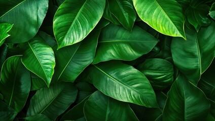 Lush green leaves create a vibrant and textured background