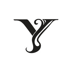 Elegant letter y royal style vector, Classic y letter swirl logo, Black y with classy style logo