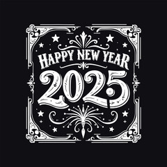 Happy New Year 2025 Vintage Typography Design