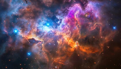 A Star-Filled Cosmic Nebula with Vibrant Colors and Glowing Stars