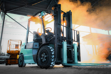 Diesel forklift, work with cargo in warehouses and cargo terminals.