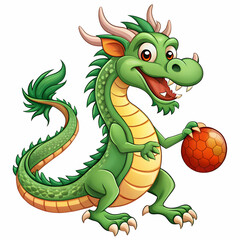 Fototapeta premium dragon playing with balll in white background