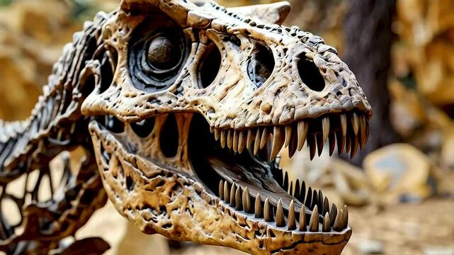 a dinosaur skull  with  its mouth  open.
