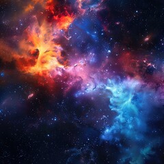 A Cosmic Dance of Nebulae and Stars in the Vast Expanse of Space