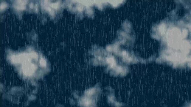 Dark Blue Sky with Rainy Weather Animation &ndash; 4K Motion Background for Atmospheric Scenes.
