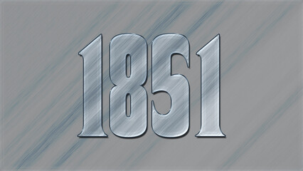 3D Glass effect number design of 1851, glassy background.