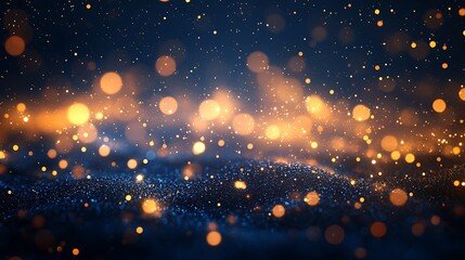 Naklejka premium A shimmering background of golden and blue particles creating a magical atmosphere.