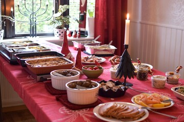 Traditional Swedish Christmas food. Traditional buffet.